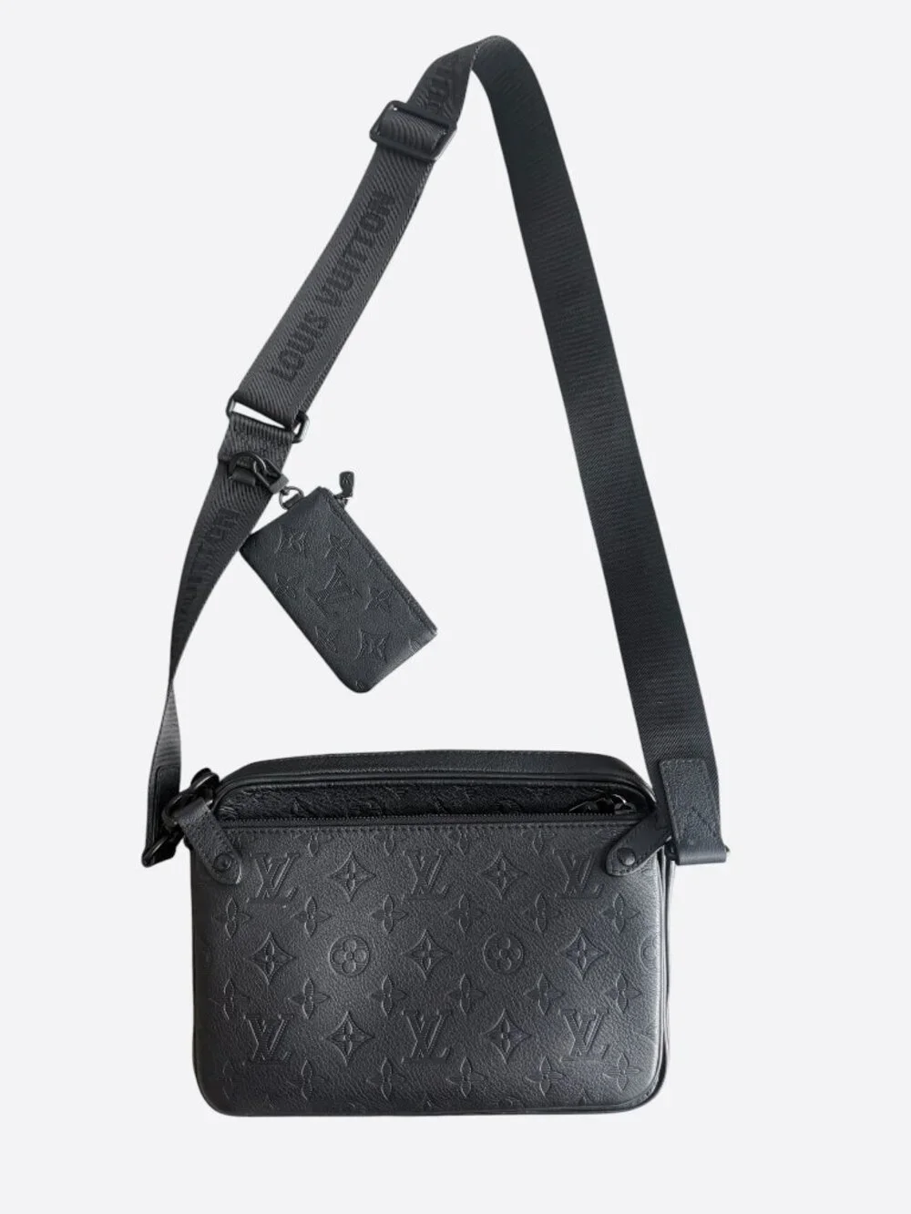 Louis Vuitton Black Shadow Monogram Trio Messenger